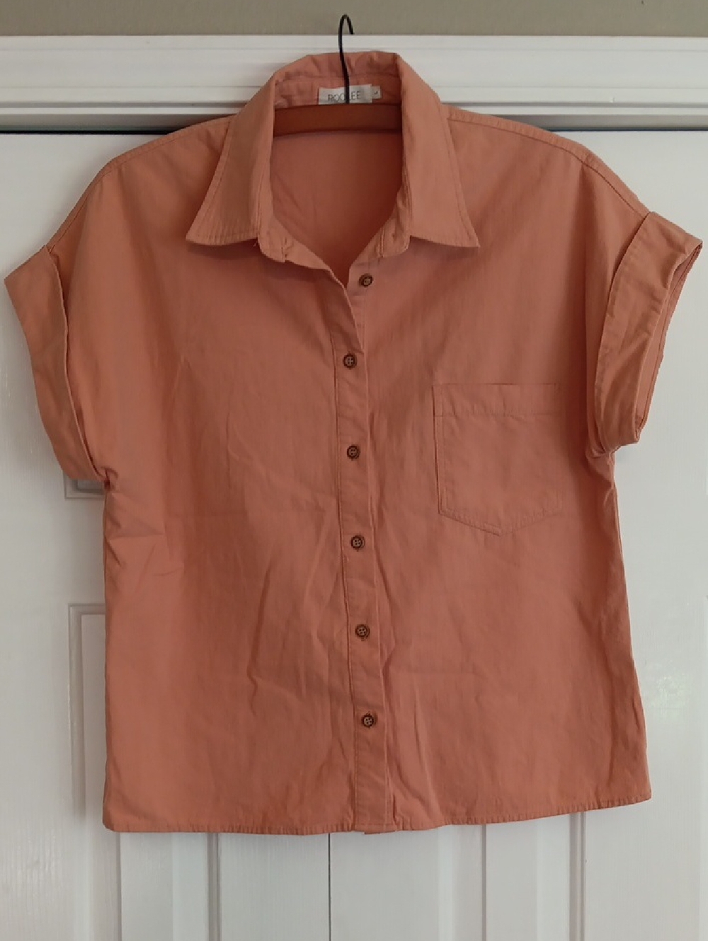 Roolee Short Sleeve Button Up Shirt, Terre Cotta, Size L